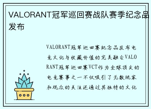 VALORANT冠军巡回赛战队赛季纪念品发布