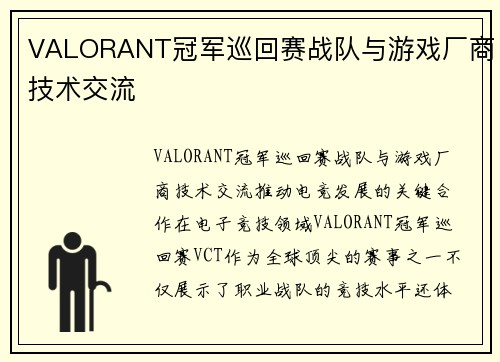 VALORANT冠军巡回赛战队与游戏厂商技术交流