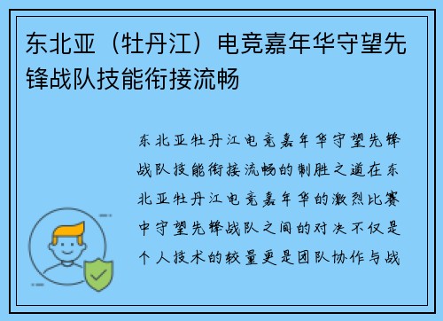 东北亚（牡丹江）电竞嘉年华守望先锋战队技能衔接流畅